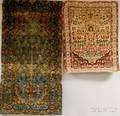 Two Antique Kerman Prayer Mats