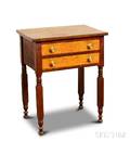Late Federal Cherry and Birdseye Maple Twodrawer Worktable