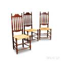 Three Bannisterback Woven Rush Seat Side Chairs
