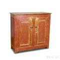 Redpainted Pine Paneled Floor Cupboard