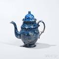 Staffordshire Historical Blue Transferdecorated Lafayette at Franklins Tomb Coffeepot