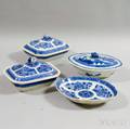 Two Export Porcelain Fitzhugh Covered Vegetable Dishes and Two Canton Items