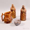 Four Pieces of Rockinghamglazed Pottery