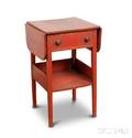 Redpainted Pine Onedrawer Dropleaf Worktable