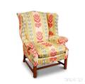 Chippendalestyle Upholstered Mahogany Wing Chair
