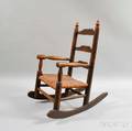 Brownpainted Maple and Pine Childs Armed Rocking Chair
