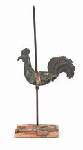 Continental copper hollow body rooster weathervane early 19th c