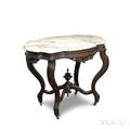 Rococo Revival Carved Walnut Shaped Marbletop Table