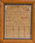 Framed Watercolor Family Record for James and Margaret Hays