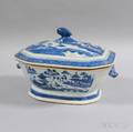 Canton Porcelain Covered Tureen with Boars Head Handles