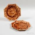Two Octagonal Tortoiseshellglazed Earthenware Plates