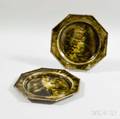 Two Octagonal Tortoiseshellglazed Earthenware Plates