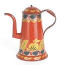 Pennsylvania tole decorated tin coffee pot late 19th c