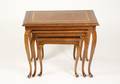 Nest of 3 Oak  Leather Inlaid Tables
