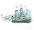 Large Patinated Copper Ships Model