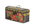 Tole decorated tin dome lidded document box 19th c