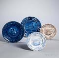 Four Staffordshire Transferdecorated Plates