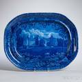 Staffordshire Historical Blue Transferdecorated Southwest View of La Grange The Residence of the Marquis Lafayette Platter