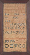 Pennsylvania silk on linen marking sampler mid 19th c