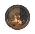 Painted bowl depicting four hounds