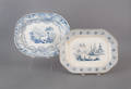 Two blue Staffordshire platters