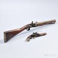Brassbarreled Flintlock Blunderbuss and Pistol