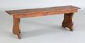 Tiger maple mortised bench 20th c