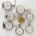 18kt Gold Openface Watch and Seven Silver Watches