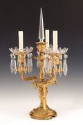 French ormolu and cut crystal candelabra