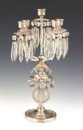 Silver plate and cut crystal candelabra