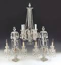 Threepiece crystal candelabra garniture set