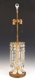 Colorless glass luster table lamp with gilt highlights