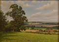 David Smith British b 1949 Broad Country Landscape with Fields and Barns