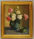 American School 20th Century Peonies in a Pottery Vase