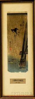 Utagawa Hiroshige 17971858 Swallow and Ayu by Bridge