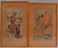 Two Tane Woodblock Prints Depicting Warriors