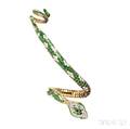 18kt Gold Enamel and Diamond Snake Bracelet