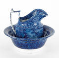 Historical blue Staffordshire pitcher and basin 19th c