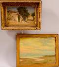 Two Framed Oil Paintings Frederick Porter Vinton American 18461911 Spanish Village