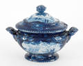 Blue Staffordshire covered tureen 19th c