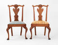 Pair of Delaware Valley Queen Anne walnut dining chairs ca 1765