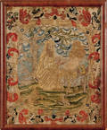 English wool allegorical needlework