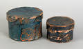 Two small round wallpaper boxes mid 19th c