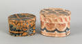 Two small oval wallpaper boxes mid 19th c