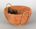 Pennsylvania rye straw sewing basket mid 19th c