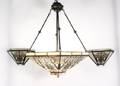 Mission Style Slag Glass Chandelier wWall Mounts