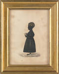 Philadelphia silhouette of a young girl holding a rooster late 19th c