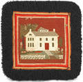 American wool on linen needlework picture of a house and lawn late 19th c