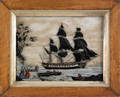 Reverse painting on glass ship portrait mid 19th c