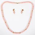 PINK QUARTZ BEADS  EARRINGS 14KT GOLD SPACERS
